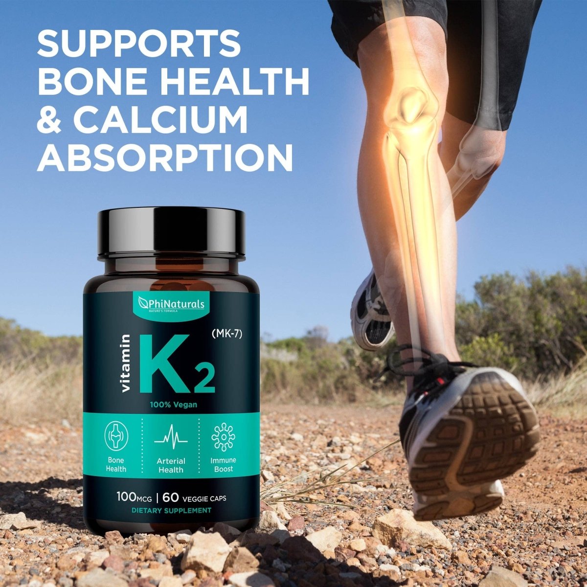 Vitamin K2 MK-7 100mcg, 60 Veggie Capsules - Spring Street Vitamins