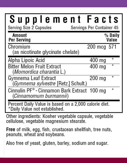 BLOOD SUGAR SUPPORT, 90 Vegetable Capsules - Spring Street Vitamins