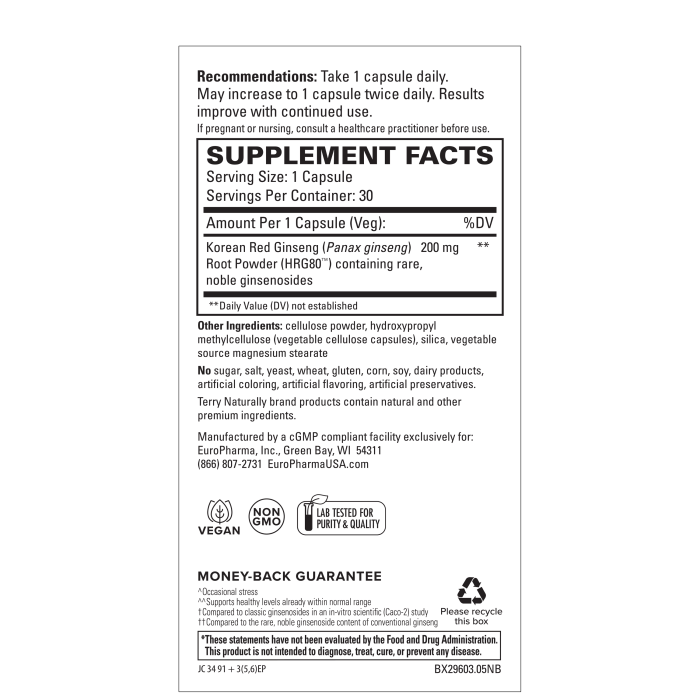 HRG80™ Red Ginseng Energy, 30 Vegetable Capsules - Spring Street Vitamins