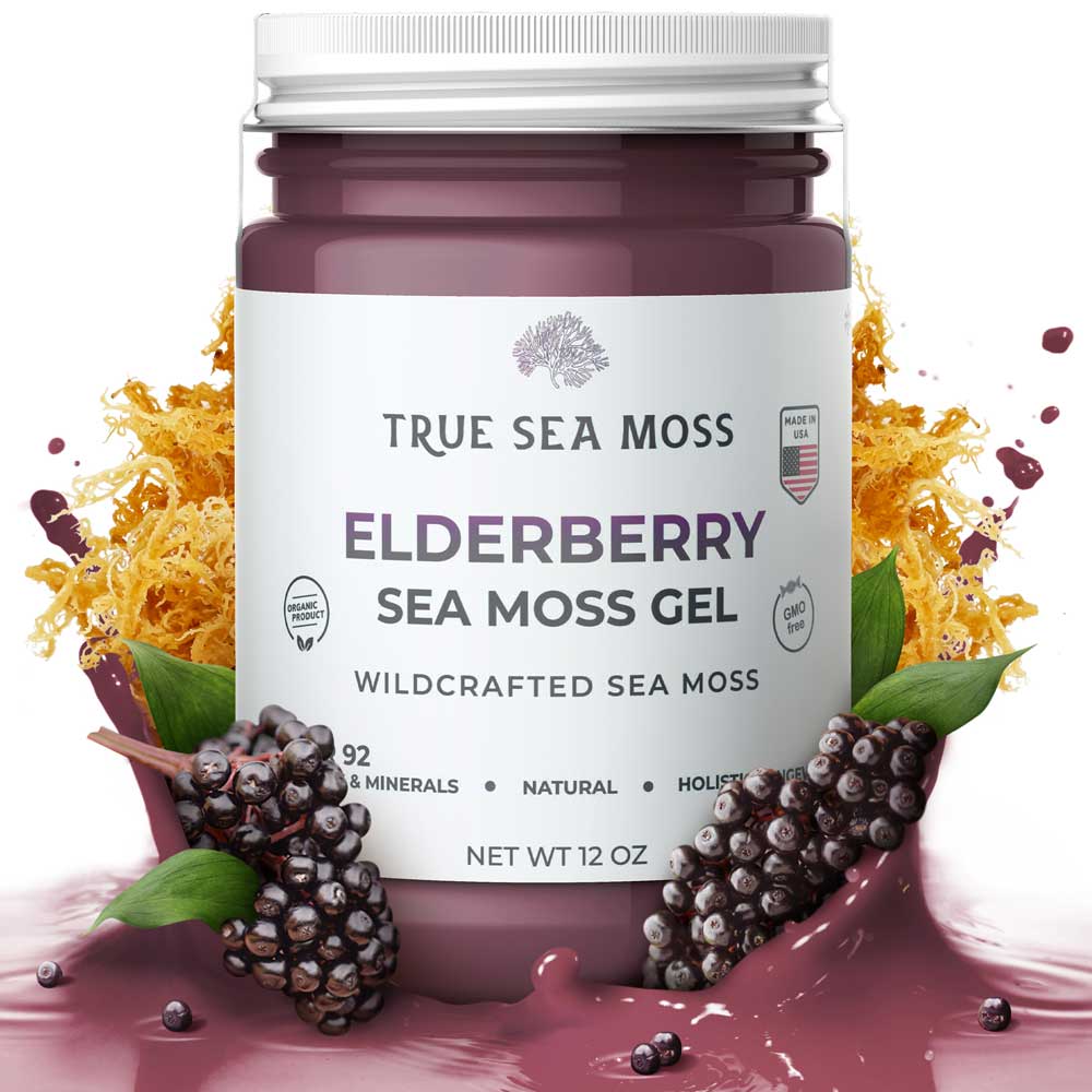 IRISH SEA MOSS GEL, Elderberry 12 oz (Glass Jar) - Spring Street Vitamins