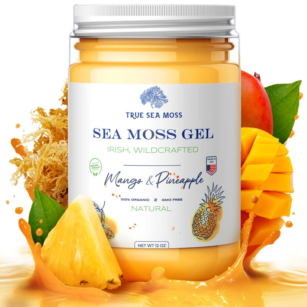 IRISH SEA MOSS GEL, MANGO AND PINEAPPLE 12 oz (Glass Jar) - Spring Street Vitamins