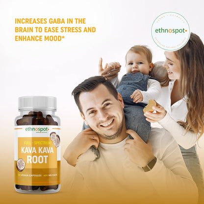 Kava Kava 100% Root, Herbal Supplement, 125 Vegetable Capsules - Spring Street Vitamins