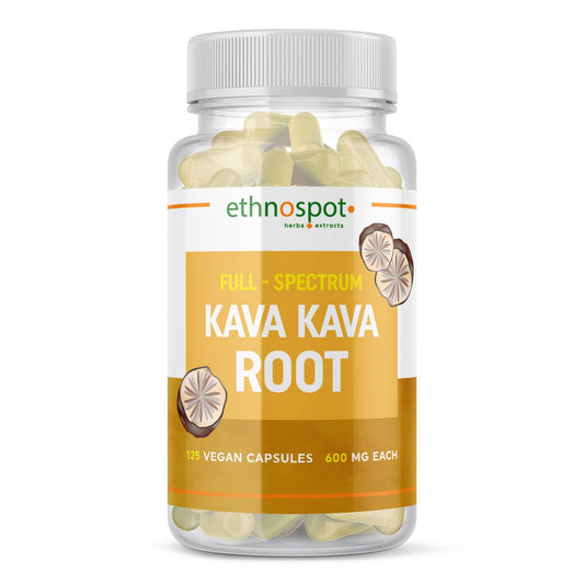 Kava Kava 100% Root, Herbal Supplement, 125 Vegetable Capsules - Spring Street Vitamins