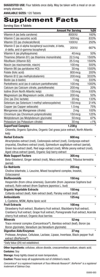 LifeEssence, The Master Multiple, Men's Formula, 120 Tablets - Spring Street Vitamins