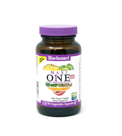 MAXI ONE® WHOLE FOOD-BASED MULTIPLE (Iron-Free) 90 VEGETABLE CAPSULES - Spring Street Vitamins