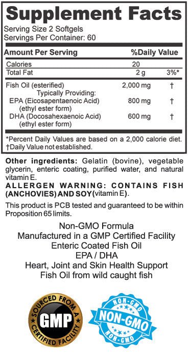 Omega-3 Wild Caught Fish Oil, 120 Enteric Coated Softgels - Spring Street Vitamins