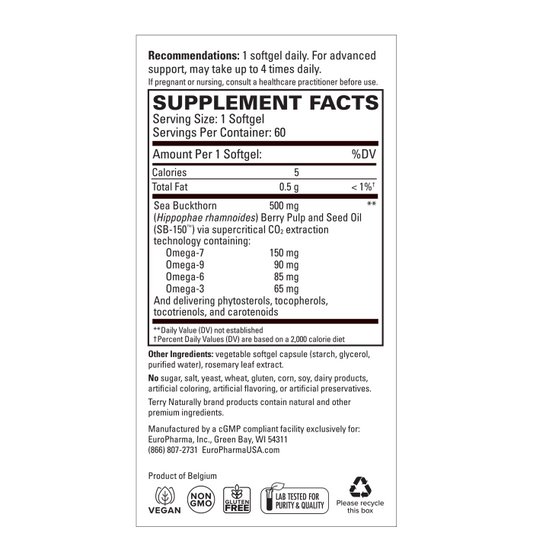 Omega-7 Sea Buckthorn, 60 Vegetable Softgels - Spring Street Vitamins