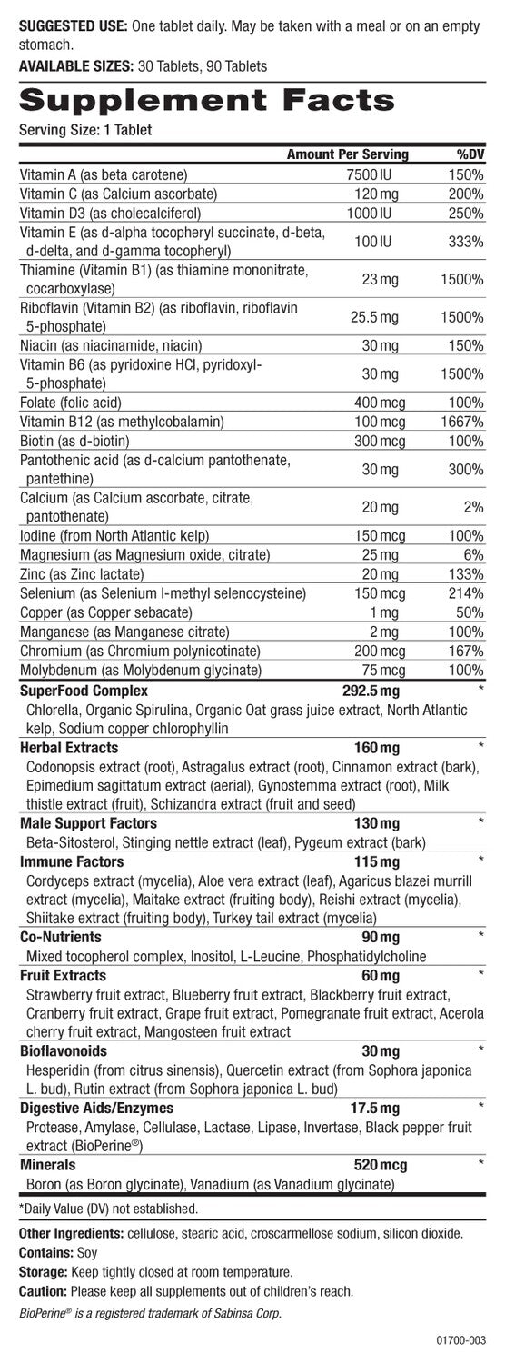 One 'n' Only, Superior Tonic Multiple, Men's Formula, 90 Tablets - Spring Street Vitamins
