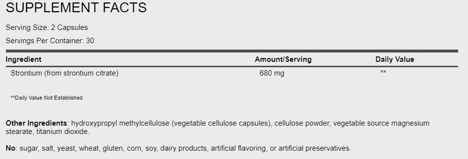 Strontium 60 Vegetable Capsules - Spring Street Vitamins